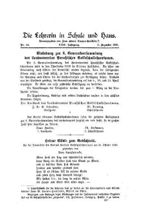 Einladung zur 6. Generalversammlung des Landesvereins Preußischer Volksschullehrerinnen