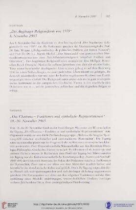 Tagung "Das Charisma - Funktionen und symbolische Repräsentationen"