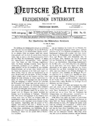 Zur Geschichte des Zillerschen Seminars : (Schluss)