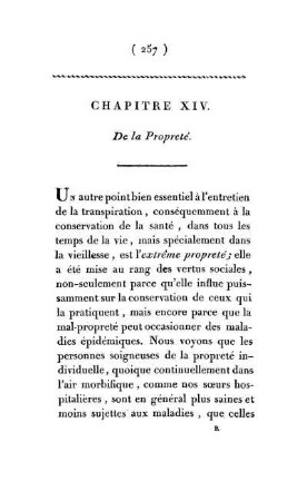 Chapitre XIV. De la Propreté.