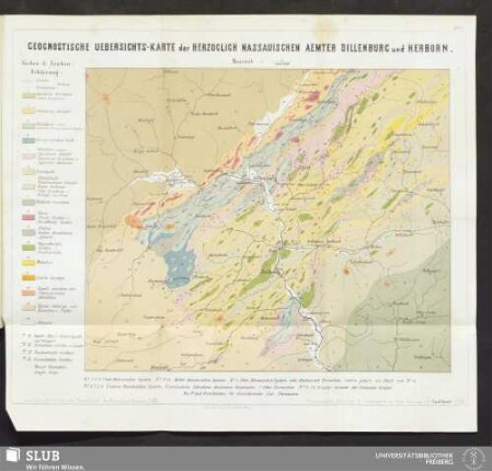 Taf. I. Geognostische Uebersichts-Karte der Herzoglich Nassauischen Aemter Dillenburg und Herborn
