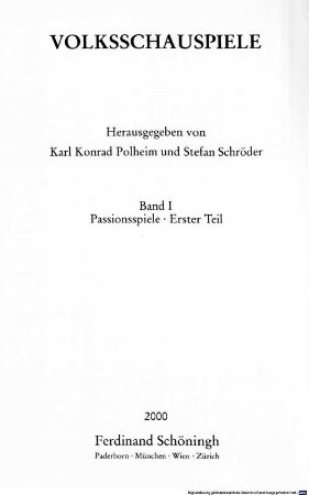 Volksschauspiele, 1. Passionsspiele ; 1