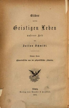 Bilder aus dem geistigen Leben unserer Zeit, 4. Characterbilder aus der zeitgenössischen Literatur