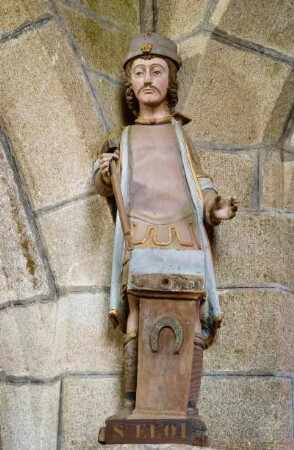Frankreich. Bretagne. Finistere. Sainte Marie du Menez Hom. Kapelle innen. Saint Eloi