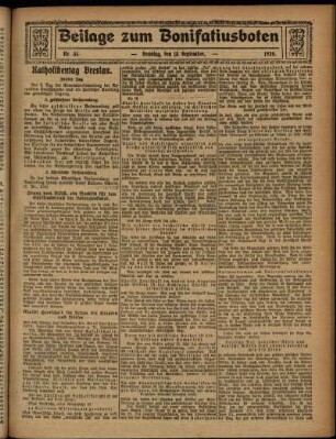 Zweite Ausgabe vom Sonntag, den 12. September 1926.