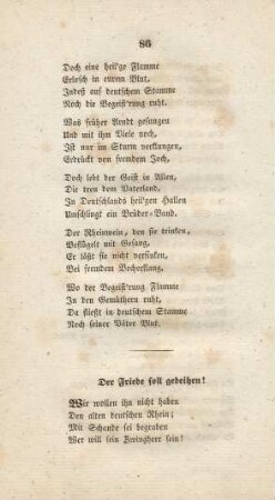 Der Friede soll gedeihen!