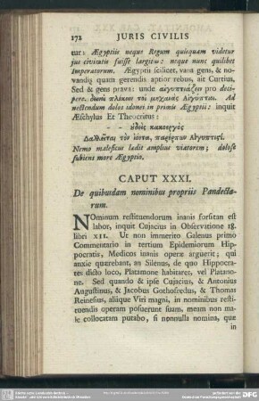 Caput XXXI. De quibusdam nominibus propriis Pandectarum