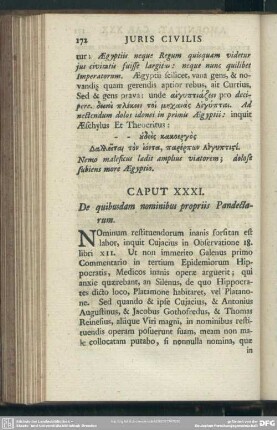 Caput XXXI. De quibusdam nominibus propriis Pandectarum