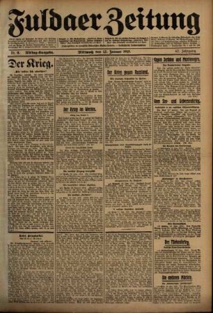 Zweite Ausgabe vom Mittwoch, den 13. Januar 1915.