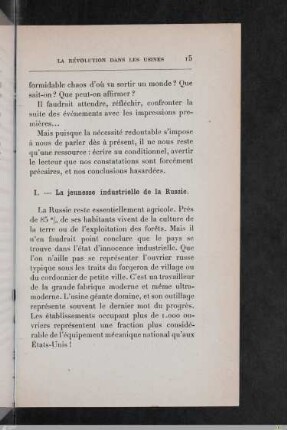I. La jeunesse industrielle de la Russie
