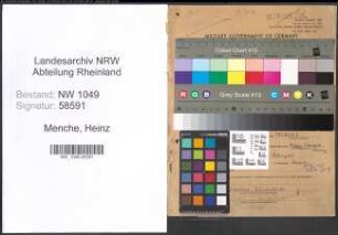 Entnazifizierung Heinz Menche , geb. 06.03.1886 (Dolmetscher)