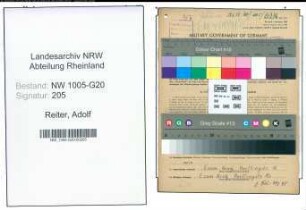 Entnazifizierung Adolf Reiter , geb. 24.12.1898 (Schreiner)