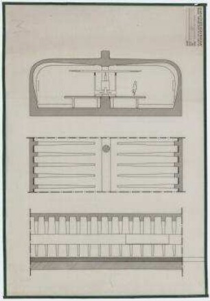Wettbewerb U-Bahnhof Blissestraße (nicht realisiert), 1. Preis – Querschnitt, Teilansicht Innenseite, Deckenuntersicht. Berlin-Wilmersdorf