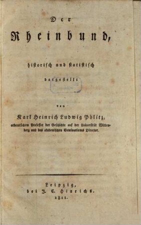 Der Rheinbund, historisch und statistisch dargestellt
