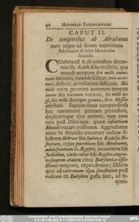 Caput II. De temporibus ab Abrahamo nato usque ad finem captivitatis Babylonicae & initia Monarchiae secundae.