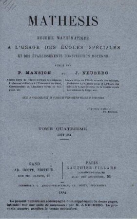 TOME QUARTIÈME. AOUT 1884.