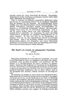 Über Begriff und Aufgabe der pädagogischen Psychologie : (Schluß)