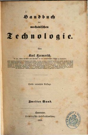 Handbuch der mechanischen Technologie. 2