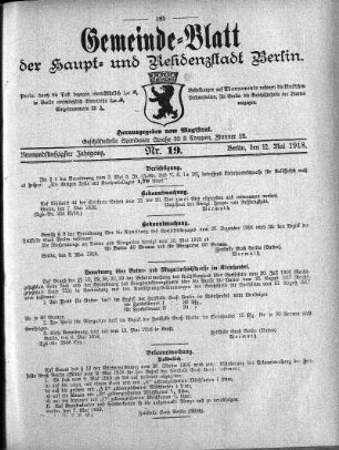 1918,19: Nr. 19, 12. Mai 1918