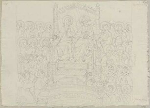 Maria auf dem Thron - Wandgemälde, angeblich von Giunta Pisano, im Chor in der oberen Kirche von San Francesco in Assisi