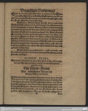 Beygefügte Sortirung / Derer Autorum, und Schrifften ...