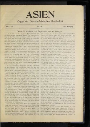 1913, Oktober No. 10 XIII. Jahrgang.