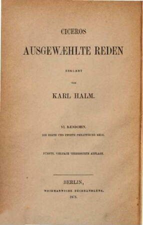 Cicero's ausgewählte Reden, 6