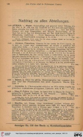 Nachtrag zu allen Abteilungen (Nr. 1624 - 1748)