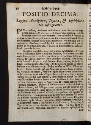 86-91, Positio Decima. Logica Analytica, Topica, & Sophistica non distinguuntur