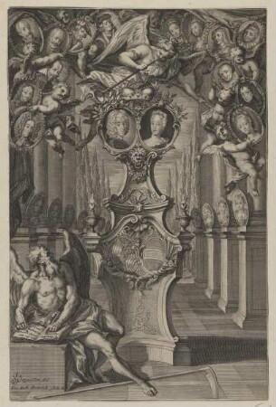 Gruppenbildnis des Maximilian III. Joseph von Bayern und der Maria Anna Sophie von Sachsen mit Vorfahren