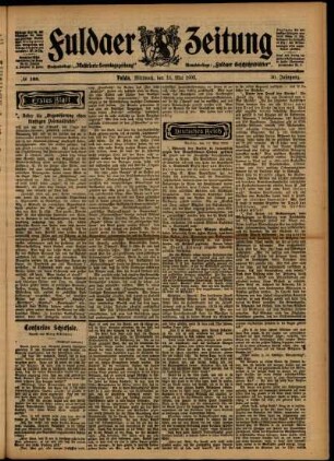 Erste Ausgabe vom Mittwoch, den 13. Mai 1903.
