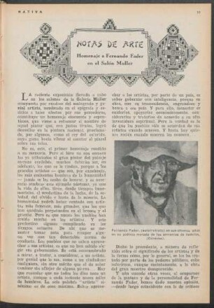 Notas de arte : Homenjae a Fernando Fader en el Salón Muller