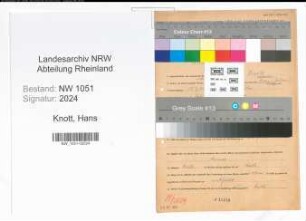 Entnazifizierung Hans Knott , geb. 15.07.1901 (Beamter)