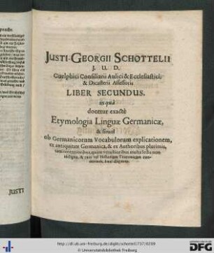 Liber Secundus, in quo docetur exactè Etymologia Linguae Germanicae.