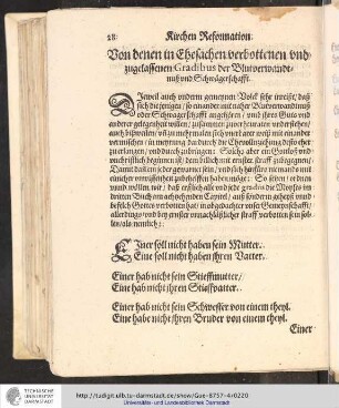 Von denen in Ehesachen verbottenen und zugelassenen Gradibus der Blutverwandtnuß und Schwägerschafft