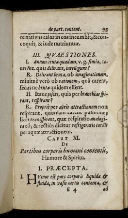 Caput XI. De Partibus corporis humani contentis Humore & Spiritu.