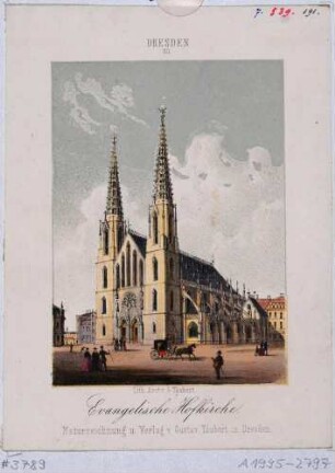 Die gotische Sophienkirche (evangelische Hofkirche) in Dresden, nach Nordosten