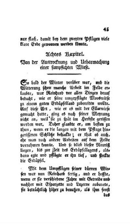 Achtes Kapitel. Von der Austrocknung und Urbarmachung einer sumpfichten Wiese.