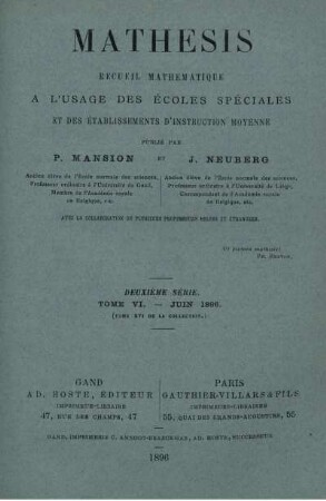 Deuxième. Tome VI. - Juin 1896.