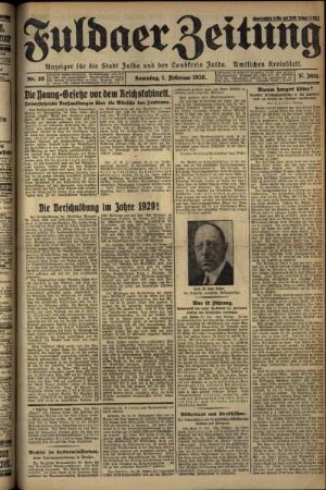 Erste Ausgabe vom Samstag, den 01. Februar 1930.