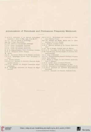 Abbreviations of Periodicals and Publications Frequently Mentioned