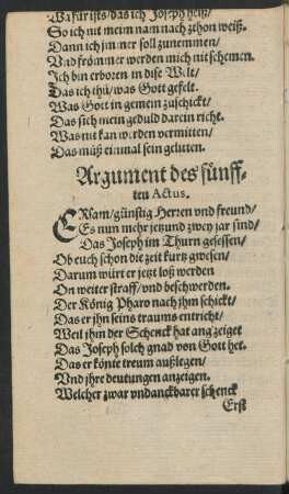 Argument des fünfften Actus.