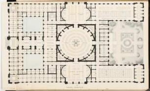 Landesbibliothek Berlin Schinkelwettbewerb 1875: Grundriss 1. Obergeschoss; Maßstabsleiste