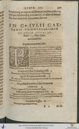 In Gaii Iulii Caesaris Commentariorum De Bello Civili Librum Henrici Glareani Annotationes In Librum III