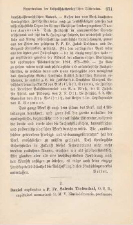 671-675 [Rezension] Tiefenthal, Franz Sales, Daniel explicatus a