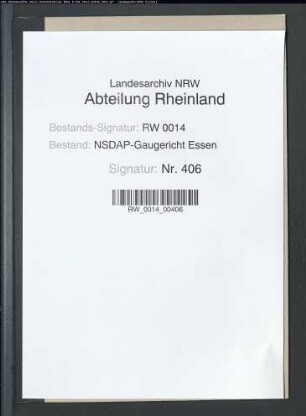 Zurückweisung der Beschwerde des Parteianwärters Lorenz EICHHORN, geb. 30.3.1910, Polsterer in Mülheim-Ruhr, gegen die Nichtaufnahme in die NSDAP wegen einer früheren Vorstrafe (Urkundenfälschung in Tateinheit mit versuchten Betrug)
