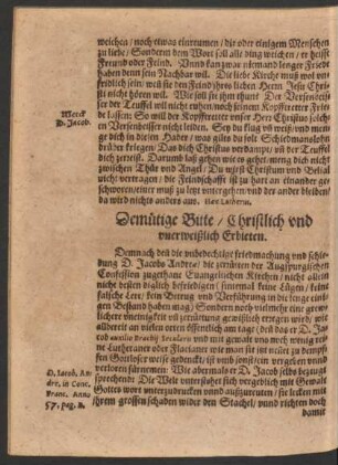Demütige Bitte/ Christlich und unerweißlich Erbieten.