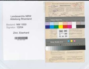 Entnazifizierung Eberhard Zinn, geb. 01.07.1894 (Landessekretaer)