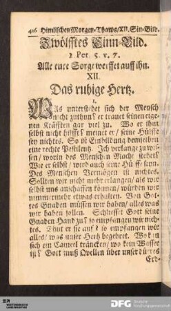 Zwölfftes Sinn-Bild. Das ruhige Hertz.