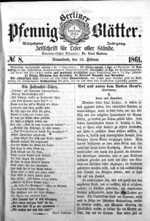 No. 8, Sonnabend, den 16. Februar